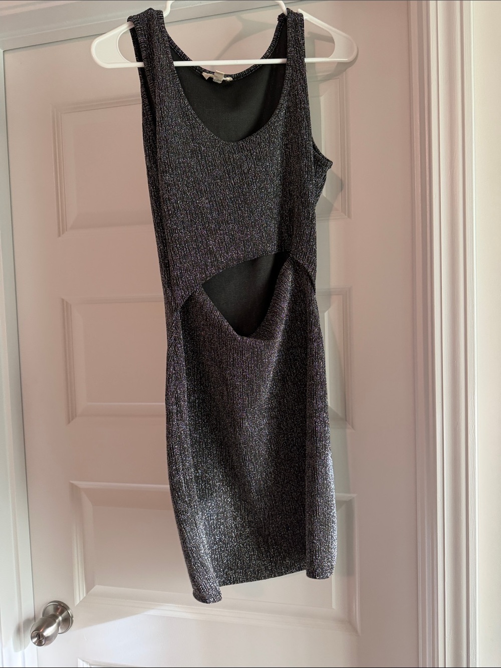 See You Monday Shimmery Black Cutout Bodycon Dress